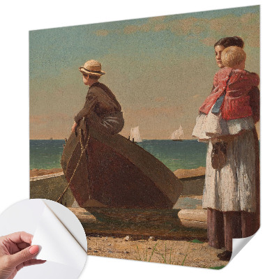 3D wall mural with a seaside scene