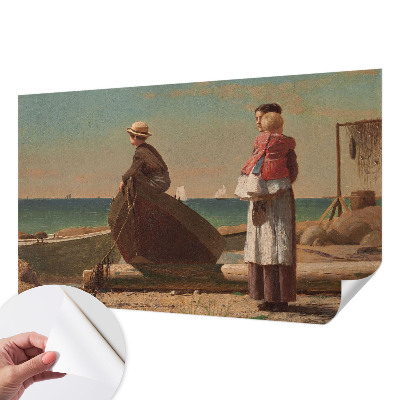3D wall mural with a seaside scene