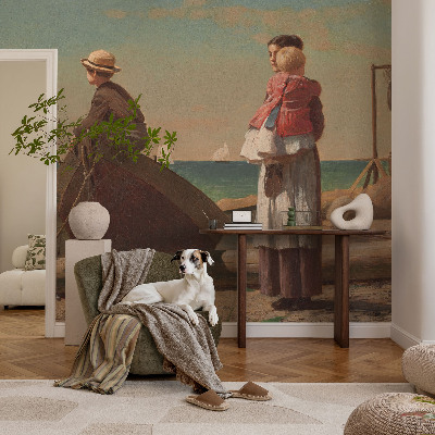 3D wall mural with a seaside scene