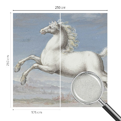 Removable wall mural featuring a horse jumping scene
