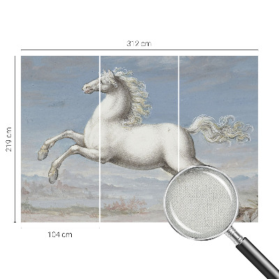 Removable wall mural featuring a horse jumping scene