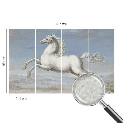 Removable wall mural featuring a horse jumping scene