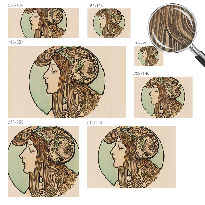 Peel and stick wall mural featuring an Art Nouveau portrait suitable for a bedroom