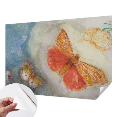 Peel and stick wall mural for kids' room with colorful butterflies