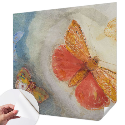 Peel and stick wall mural for kids' room with colorful butterflies