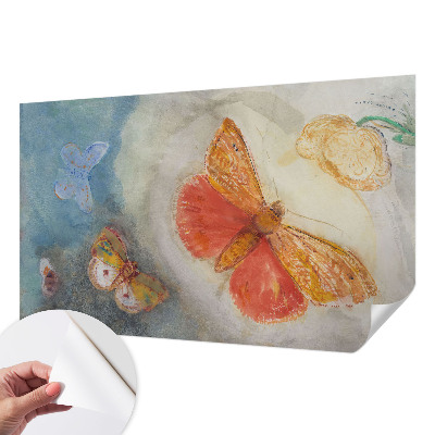 Peel and stick wall mural for kids' room with colorful butterflies