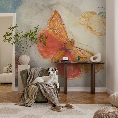 Peel and stick wall mural for kids' room with colorful butterflies