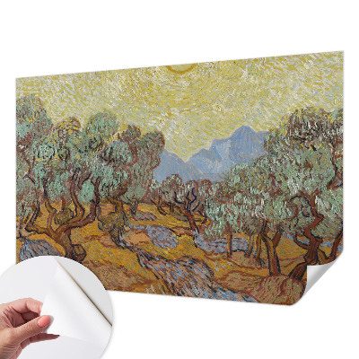 3D wall mural with an olive trees motif