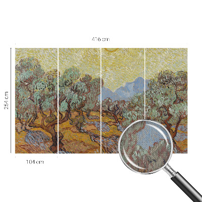 3D wall mural with an olive trees motif