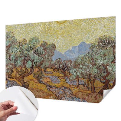 3D wall mural with an olive trees motif