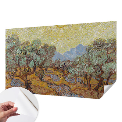 3D wall mural with an olive trees motif