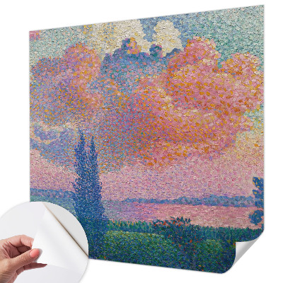 3D photo wallpaper mural with a colorful landscape design