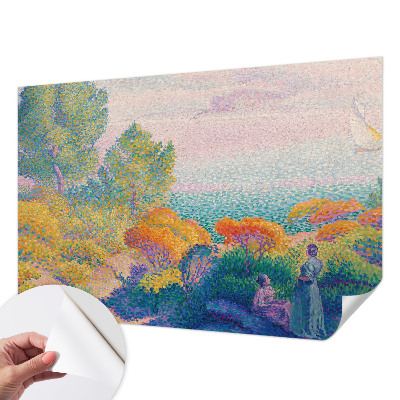 Nursery wall mural with a seaside landscape design