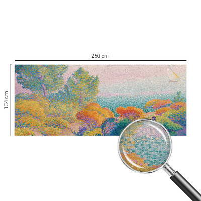 Nursery wall mural with a seaside landscape design