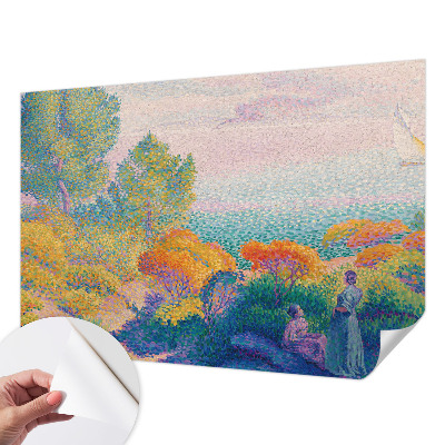Nursery wall mural with a seaside landscape design