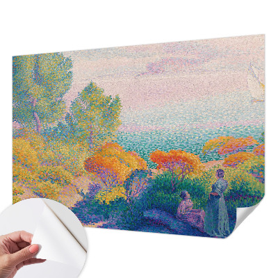 Nursery wall mural with a seaside landscape design