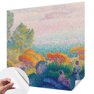 Nursery wall mural with a seaside landscape design