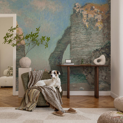 Baby room wall mural with a rocky landscape design