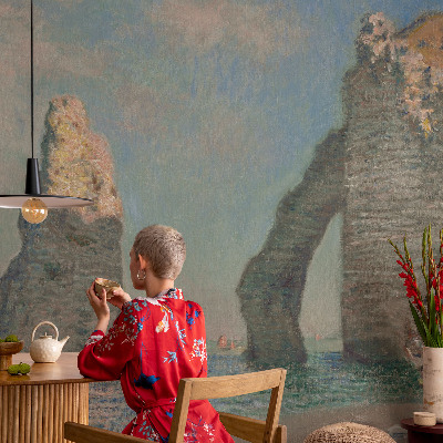 Baby room wall mural with a rocky landscape design