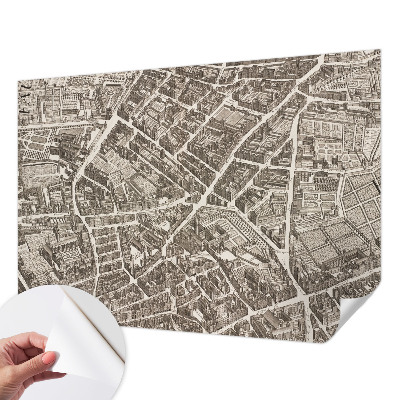 Peel and stick wall mural with an urban maze design