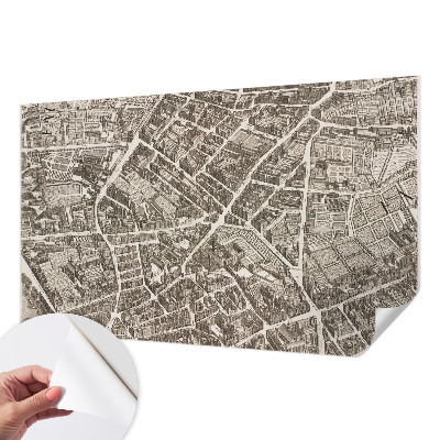 Peel and stick wall mural with an urban maze design