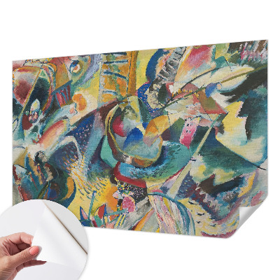Self-adhesive wall mural with a colorful abstract design