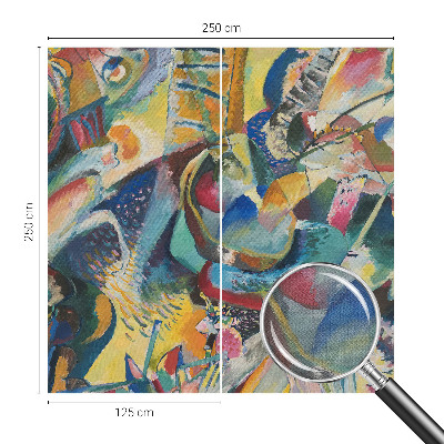 Self-adhesive wall mural with a colorful abstract design