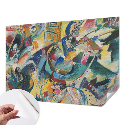 Self-adhesive wall mural with a colorful abstract design