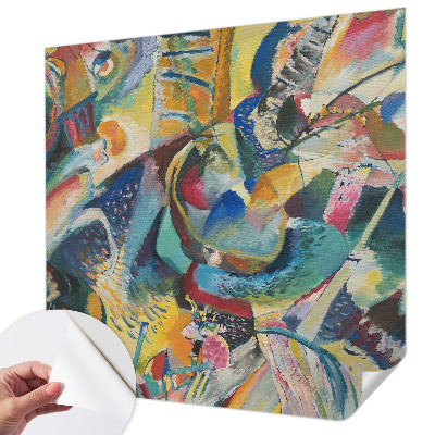 Self-adhesive wall mural with a colorful abstract design