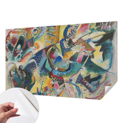 Self-adhesive wall mural with a colorful abstract design