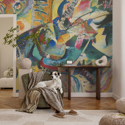 Self-adhesive wall mural with a colorful abstract design
