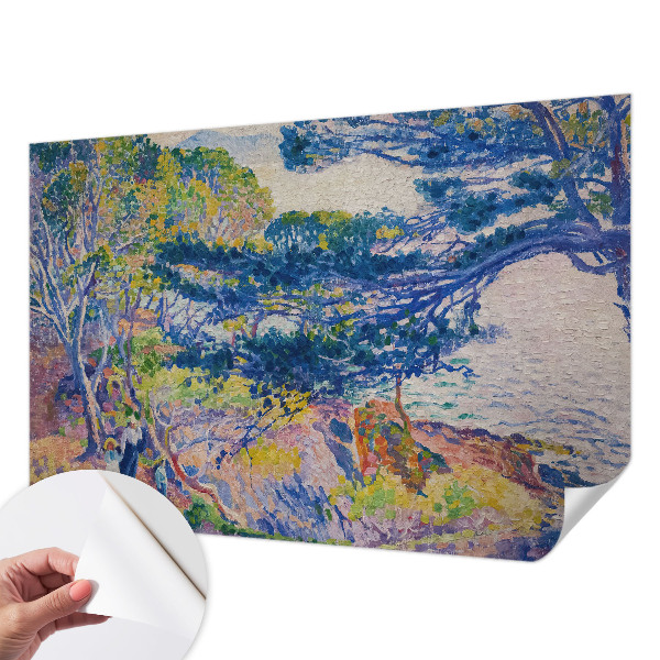 Stick-on wall mural with an impressionist landscape design