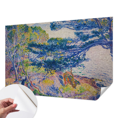Stick-on wall mural with an impressionist landscape design