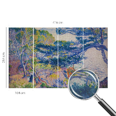 Stick-on wall mural with an impressionist landscape design