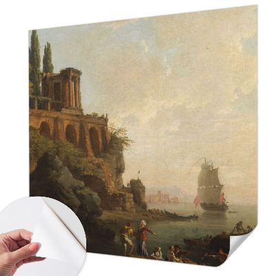 Removable wall mural featuring a sea scenery design