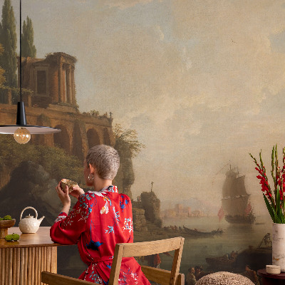 Removable wall mural featuring a sea scenery design