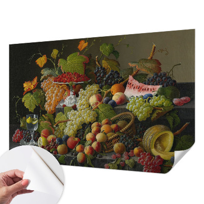 Removable wall mural wallpaper with a fruit composition design