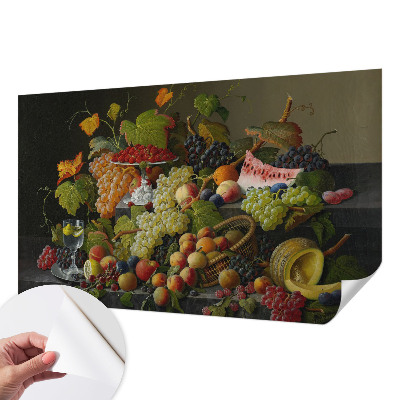 Removable wall mural wallpaper with a fruit composition design
