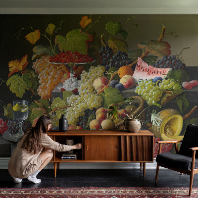 Removable wall mural wallpaper with a fruit composition design