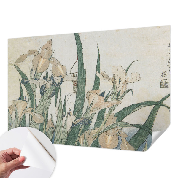 Peel and stick wall mural with a delicate iris design for the bedroom