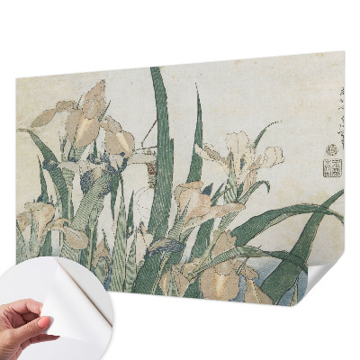 Peel and stick wall mural with a delicate iris design for the bedroom