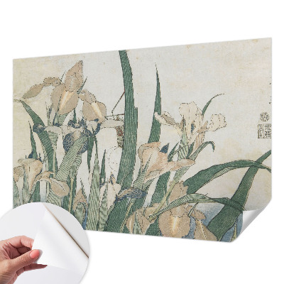 Peel and stick wall mural with a delicate iris design for the bedroom