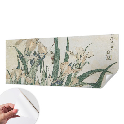 Peel and stick wall mural with a delicate iris design for the bedroom