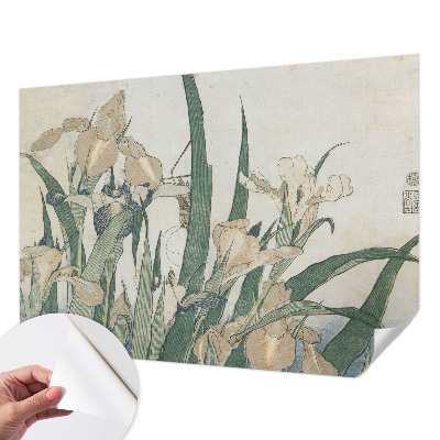 Peel and stick wall mural with a delicate iris design for the bedroom