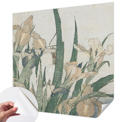 Peel and stick wall mural with a delicate iris design for the bedroom