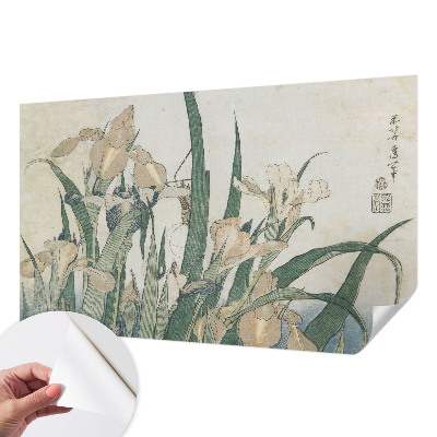 Peel and stick wall mural with a delicate iris design for the bedroom