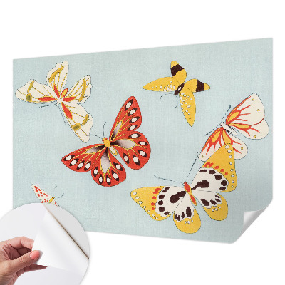 Nursery wall mural with an artistic butterflies motif