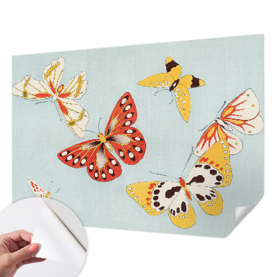 Nursery wall mural with an artistic butterflies motif