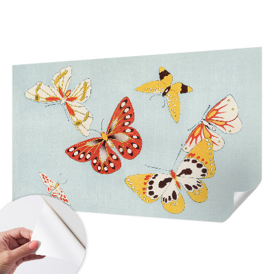 Nursery wall mural with an artistic butterflies motif