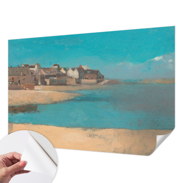 Peel and stick wall mural for kids' room with a quiet village scene